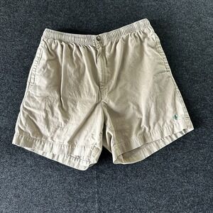 Vtg 90s Polo by Ralph Lauren Khaki Shorts LG Drawstring Elastic Waist Pony Logo